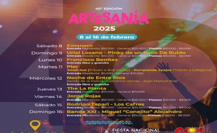 40ª Fiesta Nacional de la Artesanía de Colón: más de 200 artesanos en ambiente refrigerado y una grilla destacada