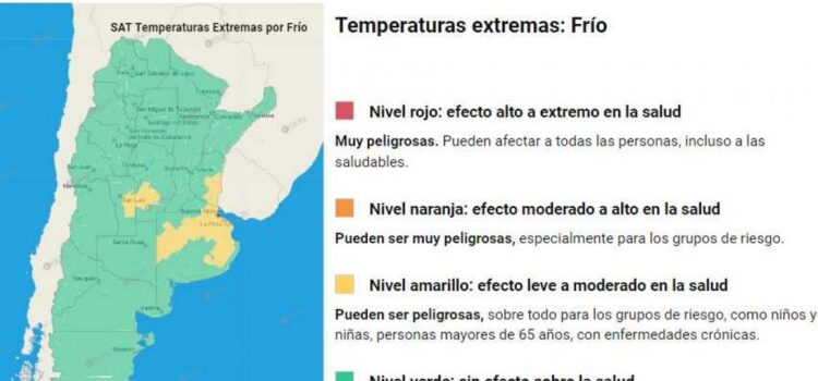 Alerta amarilla por frío extremo para los próximos días