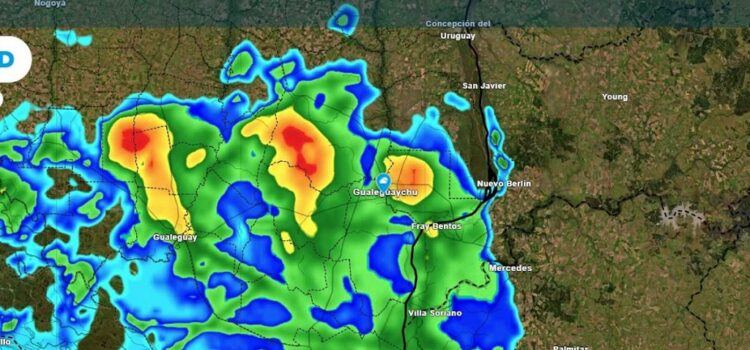 Temporal en Gualeguaychú: calles anegadas y Alerta Naranja por tormentas