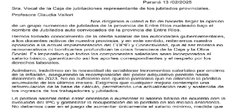 Jubilados autoconvocados entrerrianos expresaron su malestar
