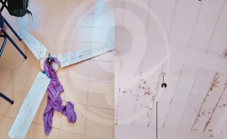 En Paraná cayó un ventilador de techo sobre el banco de un alumno