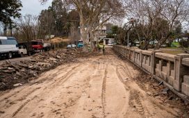 Comenzaron los trabajos de recontrucción en el último tramo de las veredas de la Costanera