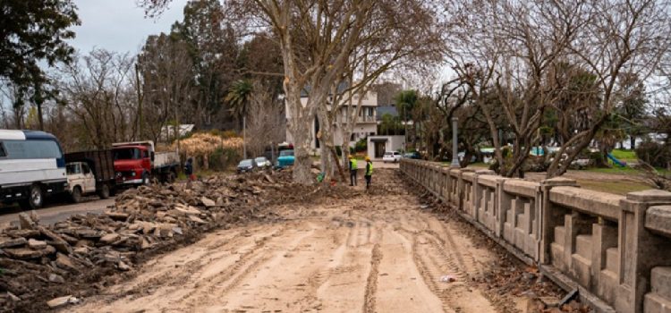 Comenzaron los trabajos de recontrucción en el último tramo de las veredas de la Costanera