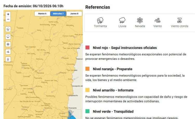 Emiten un Alerta por tormentas para Entre Ríos