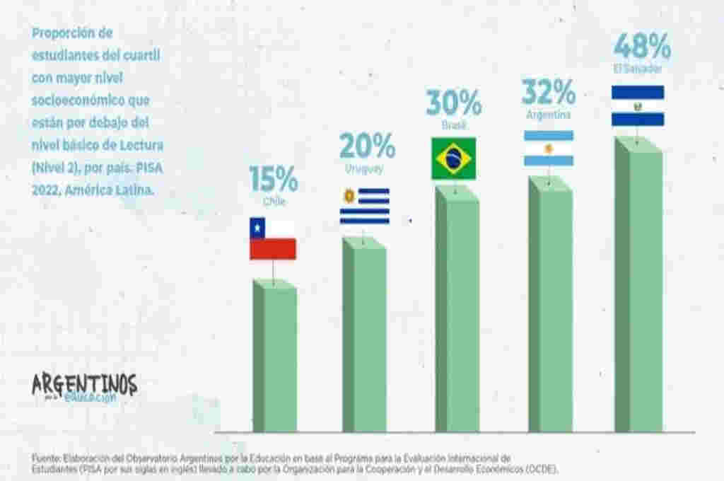 Los alumnos argentinos más ricos están entre los más pobres en lectura
