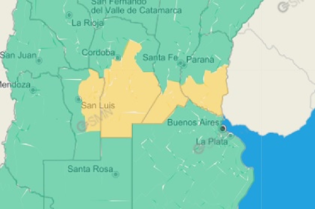 Anuncian tormentasa para este lunes y martes en zonas de Entre Ríos