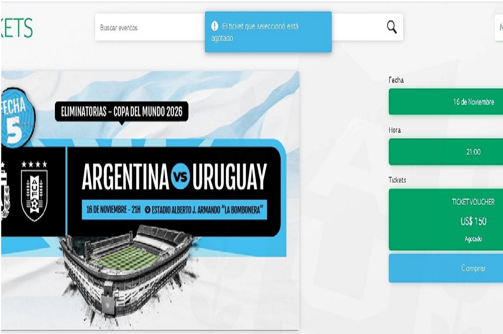 Uruguay ya agotó entradas contra Argentina por la ronda de eliminatorias